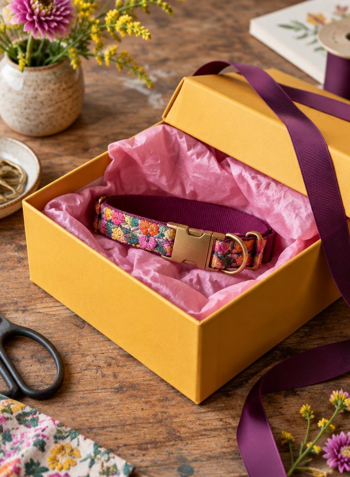 Collar presentado en una caja de regalo