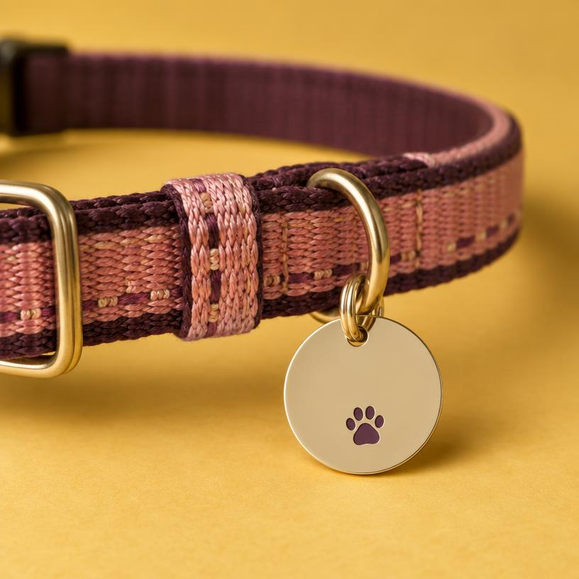Detalle de chapa identificatoria para mascota